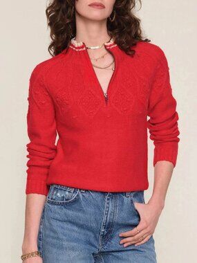 Bellini Red Sweater Quarter-zip Heartloom